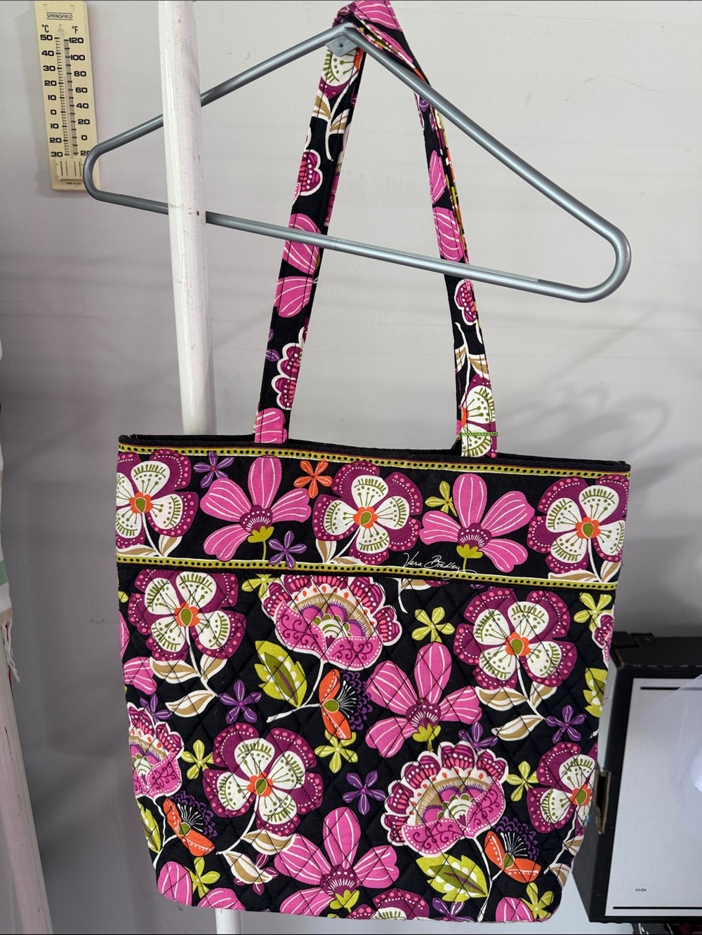 Vera Bradley Pink & Black Floral Quilted Tote